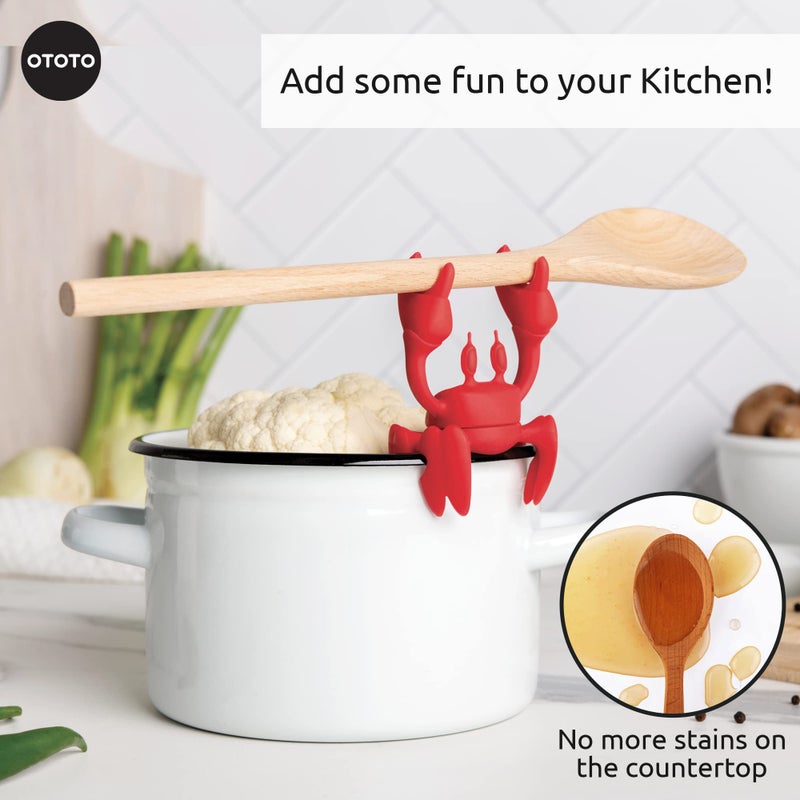 OTOTO Red The Crab Silicone Utensil Rest - Kitchen Gifts, Silicone Spoon Rest - Heat-Resistant Kitchen - Steam Releaser, Chopstick Rests & Holders - Image 4